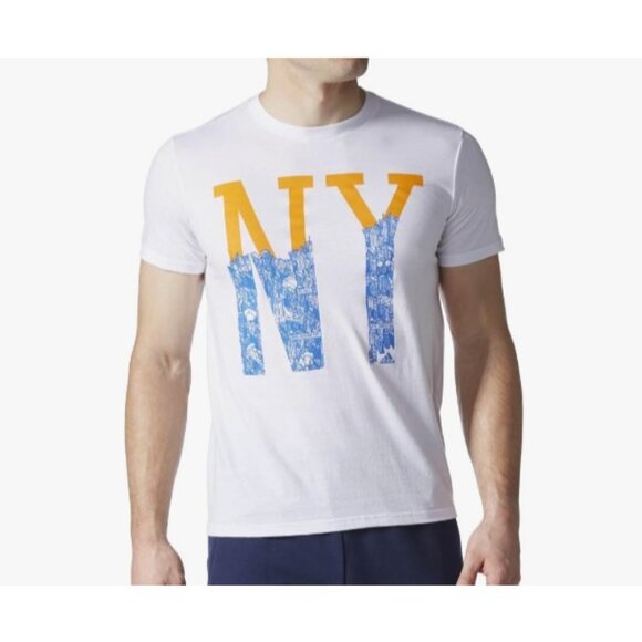 Adidas Men White T-Shirt New York The Go To Performance Tee - Picture 1 of 5